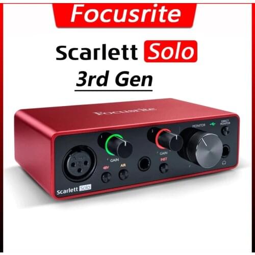 Hot Focusrite Scarlett Solo 3rd Generation Audio Interface USB Sound Card 24-bit/192kHz AD-converters for Recording Mic Preamp