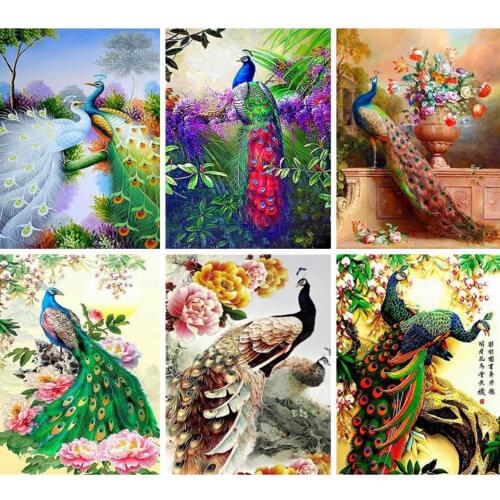 AZQSD Diamond Painting Full Square Peacock Embroidery Sale Animal Picture Of Rhinestones Handmade Home Decor Gift