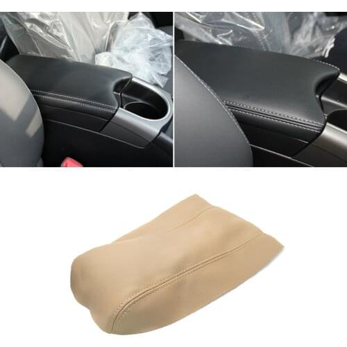 Beige Center Armrest Leather Cover For Toyota Prius 2010 2011 2012 2013 2014 2015 Central Armrest Box Skin Cover Sticker Trim