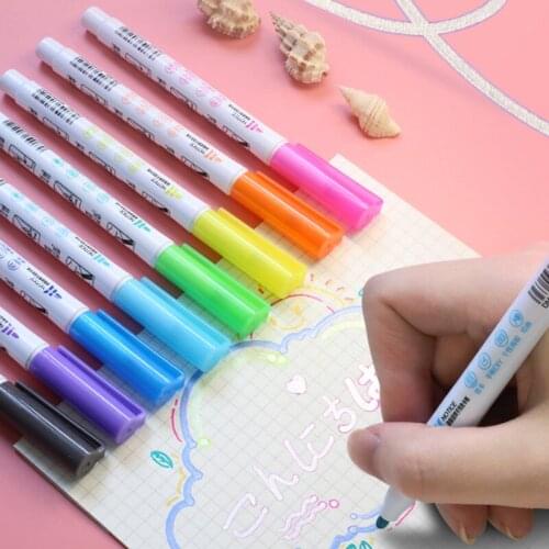 Shiny Double Line Pen 8 Color 3mm Metallic Outline Art Marker Student DIY Drawing Scrapbooking Creative Glitter Graffiti Pens