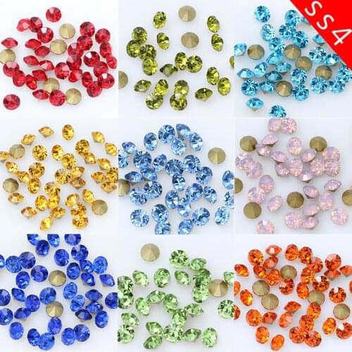 144pcs SS4 1.5mm Rivoli Czech crystal multi color beads pointed back Round beads Rhinestone Glitter Jewelry Nail Making DIY