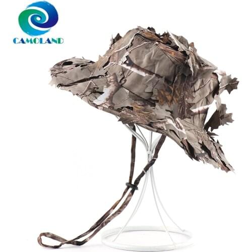 CAMOLAND Tactical Airsoft Sniper Bucket Hats Mens Camouflage Boonie Hat Summer Male Military Sun Hat Outdoor Hiking Fishing Caps