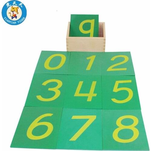 Montessori Baby Education Wooden Toys Mathematics Learning Sandpaper Numbers With Boxes From 0-9
