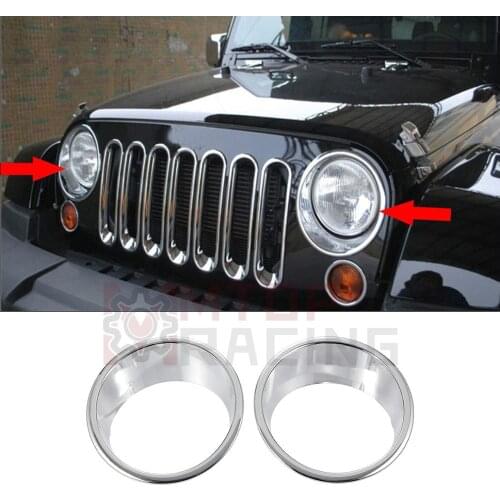 Chrome Bezels Front Head Light Covers Ring Trim For Jeep Wrangler 2007 2008 2009 2010 2011 2012 2013 2014 2015 2016 2017