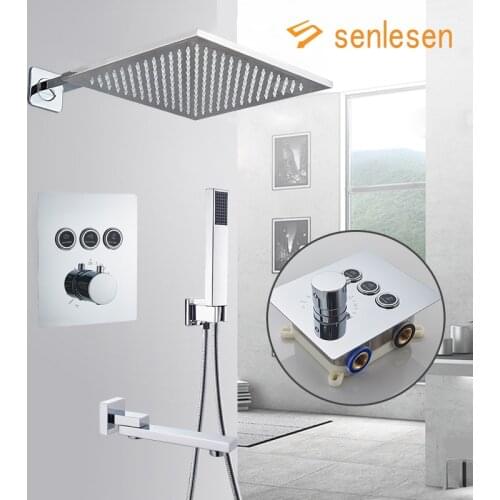 Senlesen Bathroom Chrome Shower Set 2/3 ways Brass Wall Mounted Mixer Tap Rainfall Shower Head 360° Rotate Faucet