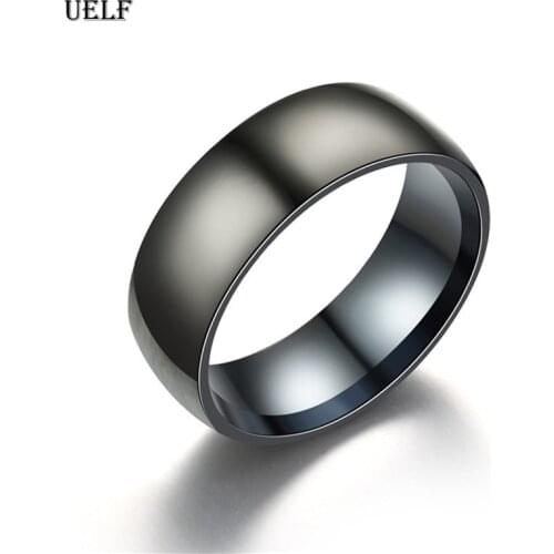 Trendy 8MM Stainless Steel Black Groove Titanium Ring For Men Wedding Bands Rings Male Jewelry Drop shipping