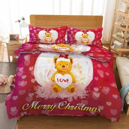 3D Print Christmas Bedding Set Animal Queen King Size Duvet Cover Children Bedroom Comforter Bedding Sets Luxury Kawaii Bedding