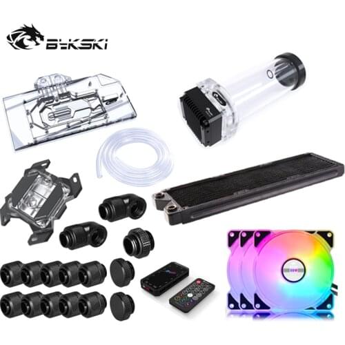 BYKSKI Water Cooling Kit GPU CPU Water Block Water Pump 120mm fan 360mm/240mm Radiator PC system Cooler G1/4' fittings Hose Tube