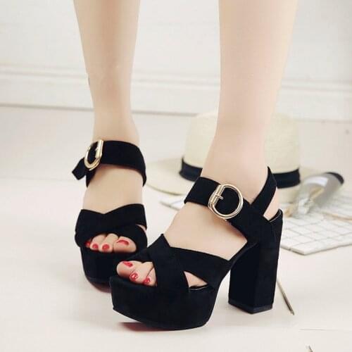 Summer European and American fashion matte leather cross with thick-soled sandals wild trend thick matching womens shoes