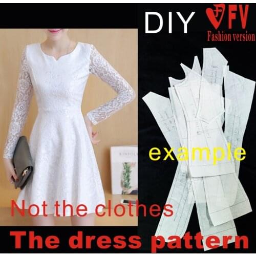 Sewing pattern micro-elastic lace dress template clothing pattern drawing physical pattern cutting drawing BLQ-283