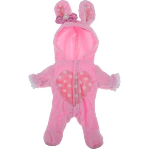 Cute Hooded Jumpsuit Rabbit Romper Outfit For Mellchan Doll 9-11inch for Reborn Baby Girl Dolls Clothing Accessory