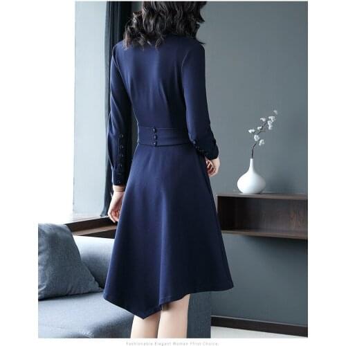 MLCRIYG Women Dress Autumn Winter New Elegant Dress Lady Work Wear Party Dress Womens Dresses Long Sleeve Vestido LX328