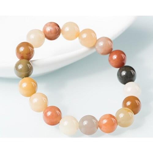 Natural Golden Silk Jade Fashion 10mm Bracelet Topaz Simple Female Bracelet High-End Jade Jewelry Gift