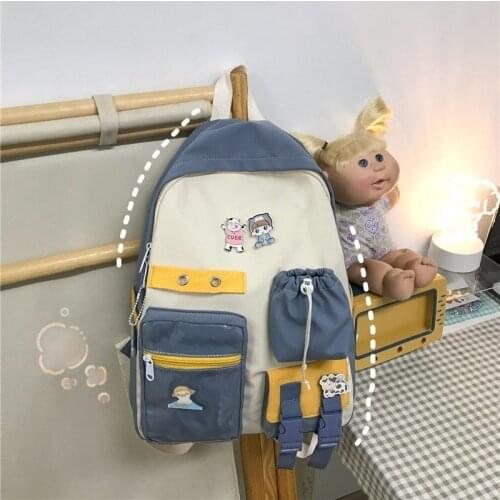 Fashion College Student Ladies Cute Backpack Nylon Waterproof School Bag For Teen Girls 14inch Laptop Bag Travel Backpack