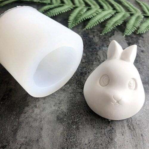Cartoon Rabbit Head Turn Sugar Silicone Mold Car Aromatic Gypsum Cake Decorative Mold Q075