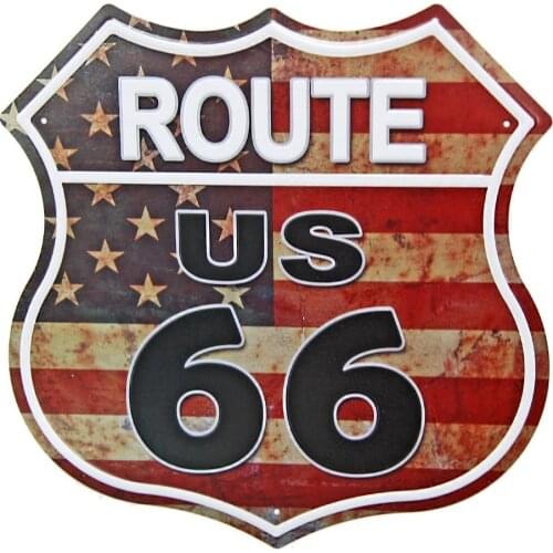 Open Road Brands Route 66 Shield Sign, Embossed Metal Tin Wall Art - an Officially Licensed Product Great Addition mancave