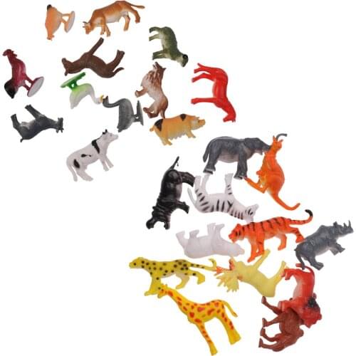 24Pcs Plastic Wild Fowl Farm Animals Model Figures Playset Kids Educational Toys