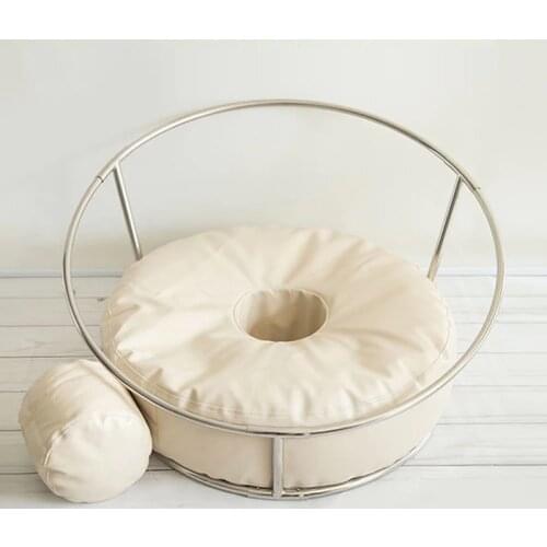 Newborn Photography Props Baby Flokati Photo Shoot Accessories Basket For Studio 85CM Big Size Bean Bag+ Nest Round Shelf