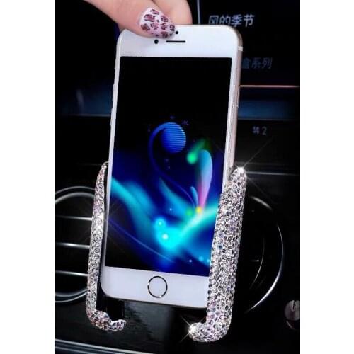 Luxury Fashionable Bling Rhinestone Crystal Car Dash Air Vent Adjustable Phone Holder For iphone & Android Easy View GPS Screen