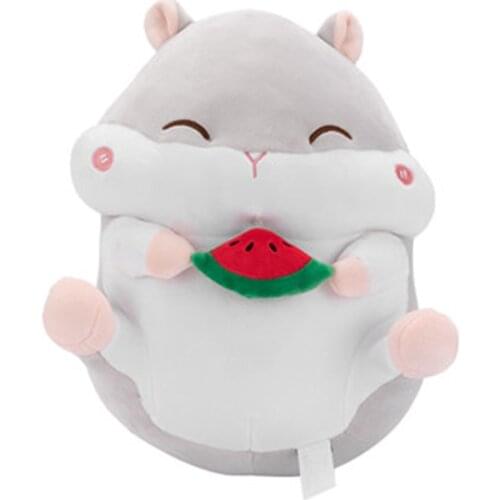 Cute hamster eats watermelon doll plush doll super soft small hug pillow girl childrens doll toy