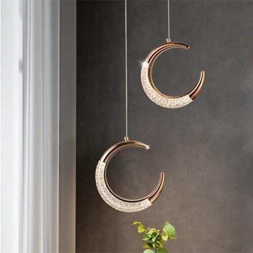 Nordic Sofa Bedside LED Pendant Lights Crescent Moon Luxury Living Room Decor Dining Room Hanging Lamp 2021 New Light Fixtures