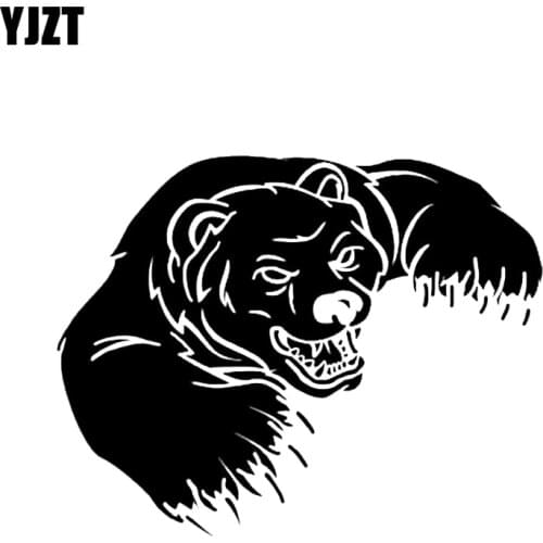 YJZT 15.3*12CM Angry Bear Animal Wilderness Predator Graphic Car Sticker Vinyl Decor Black/Silver C12-0458