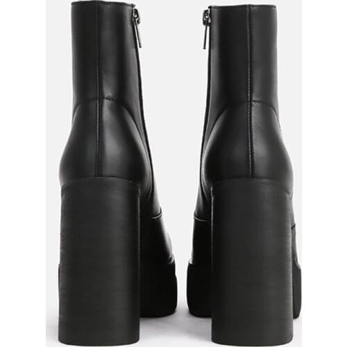 MUMANI Woman‘s 2021 New Martin Boots Super High Genuine Leather British Style Thin Modern Boots Square Heel Platform ANKLE Boots