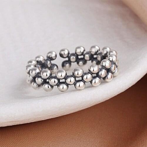 VENTFILLE 925 Sterling Silver Creative Glossy Round Bead Jewelry Retro Exquisite Geometric Personality Opening Party Jewelry