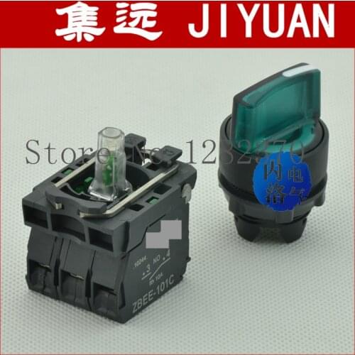 [ZOB] original 22mm illuminated selector switch ZB5AK1333C 3 segment lock knob 24V / AC220V 2NO --10pcs/lot