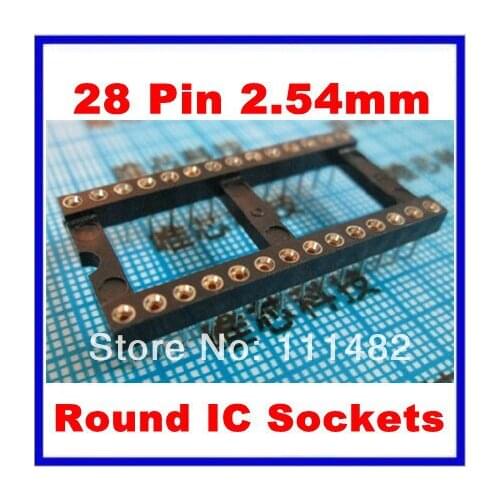 20pcs 28 Pin 2.54mm DIP SIP Round IC Sockets Adaptor Solder Type Wide