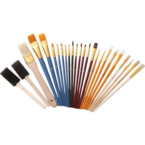 25 All Purpose Paint Brush Pack Great With Acrylic Oil Watercolor Gouache
