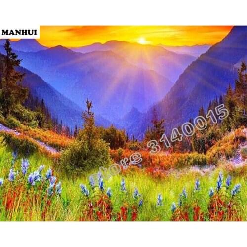 3D Diamond Painting Cross Stitch Sunset scenery carriage Crystal Needlework Diamond Embroidery Full Diamond Decorative BCD084