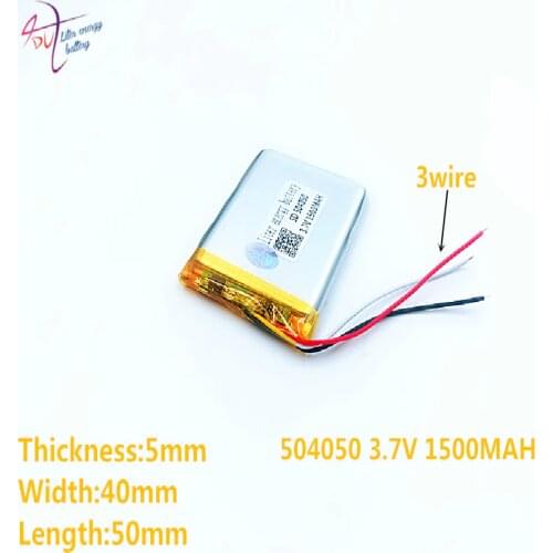 504050 484050 3 line Liter energy battery 3.7V polymer lithium battery MP4 MP5 1500MAH game machine driving recorder