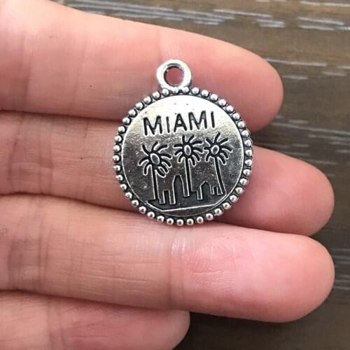 6pcs Miami Charms Zinc Alloy Miami Pendant Charm for Bracelets Necklaces Earrings Zipper Pulls Key Chains Jewelry Making