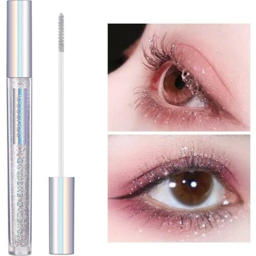 Diamond Mascara Glitter Eyes Makeup Long Lasting Shiny Glittering Dazzling Thick Curling Eyelash Mascara Silver Eye to Cream
