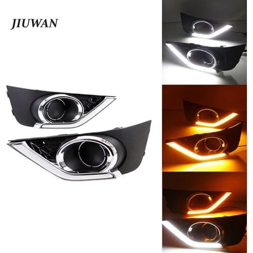 1 Set 12V Car Daytime Running Lights With Yellow Turning Signal Decoration Fog Lamp For Honda BRV BR-V 2015-2019 Accessories