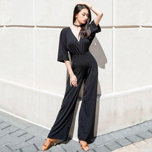 Latin Dance One-Piece Pants Ladies Ballroom Dance Costume Practice Loose Wide-Leg Trousers Tap Dance Clothing Latin Dress BL4685