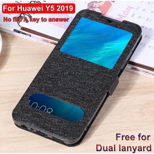 Front window cover For Huawei Y5 2019 Case back cover leather phone Cases 5.71" For Huawei Y5 Y 5 2019 flip shell cover