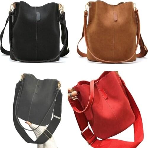 D0LF Crossbody Bag PU Leather Shoulder Bucket Tote for Women Fashion Messenger Bag with Adjustable Strap Retro Handbags