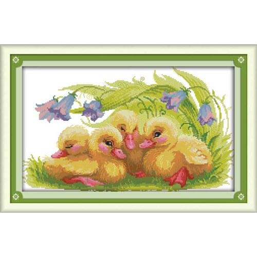 The baby ducks painting counted printed on the canvas 11CT 14CT DIY kit Chinese Cross Stitch embroidery needlework Sets
