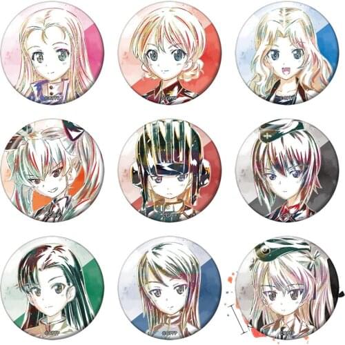 GIRLS und PANZER Anime GUP Alice Shimada Nishi Kinuyo Кулара Kurara Orange Pekoe Metal Badge Pins