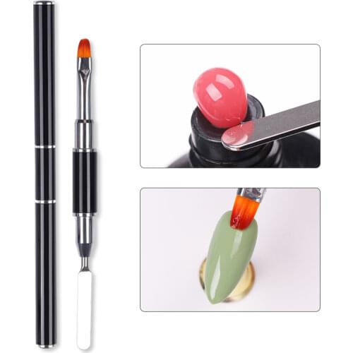 1PC Dual Ended Nail Art Brush UV Gel Extension Builder Flower Drawing Pen Brush UV Gel Remover Spatula Stick Nail Art Tools
