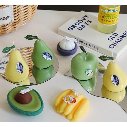 Simulation Fruit Home Festival Decorate Ins Aromatherapy Fruit Candle Avocado Mangosteen Banana Apple Peach Shaped Gift Box Gift
