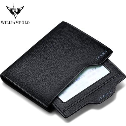 Luxury Brand WILLIAMPOLO Genuine Leather Purse Coin Wallet Coin Holder Casual Coin Pouch Card Holder Black PL156