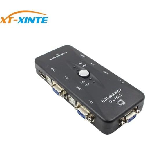 4 Ports USB 2.0 KVM Switcher VGA SVGA Switch Box Adapter Connector for Mouse/Keyboard/Printer Video Monitor