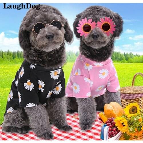 Summer Hawaiian Dog Clothes Pet Shirt Cool Pajamas Flower Daisies Print For Small Dogs Clothes Puppy Coat Thin T-shirt Chihuahua