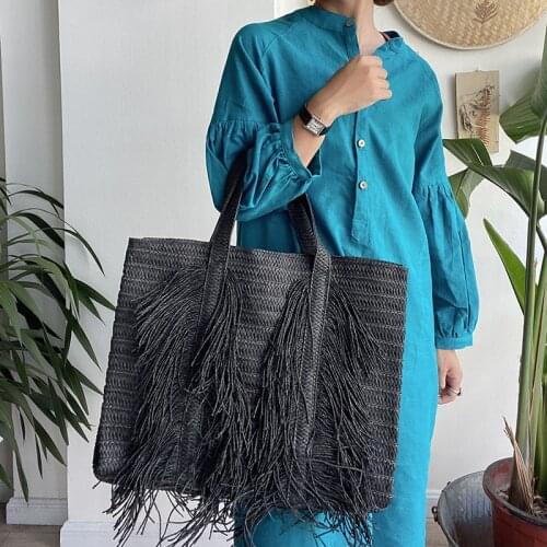 Summer Beach Straw Shoulder Bag Handmade Woven Women Handbag Large Capacity Tote Bohemia Style Shopper Bag 2021 New