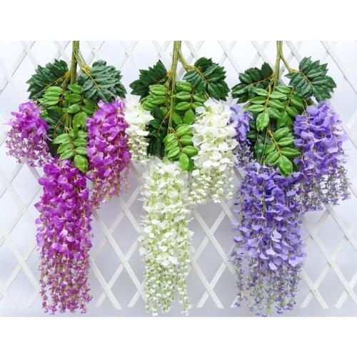 Vine Artificial Flowers wisteria simulation rattan flower bracketplant string plant Home wall decoration for wedding