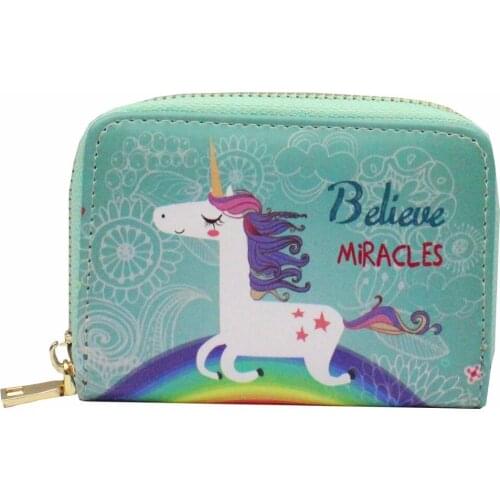 M293 Cartoon Women Wallet Antimagnetic Short Bag Unicorn Flamingo Design Handbag Wallet Card Package Women Girl Gift Wholesale