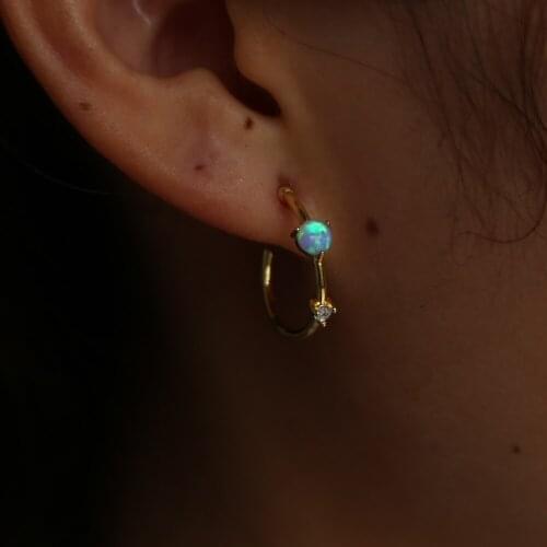 Small circle hoop thin band ear wire geomtric Circle 925 sterling silver Gem band high quality fashion jewelry earring for girl